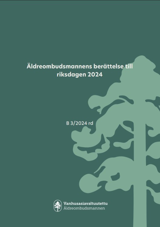Omslag av Årsrapporten Äldreombudsmannens berättelse till riksdagen 2024