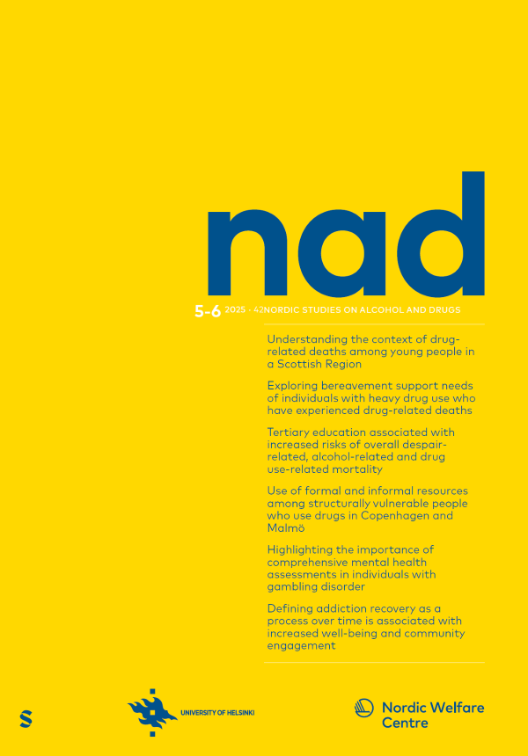 Omslag av NAD 5-6/2025, gult med blå nad-text på.