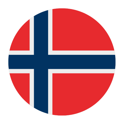 Rund illustrasjon av det norske flagget.