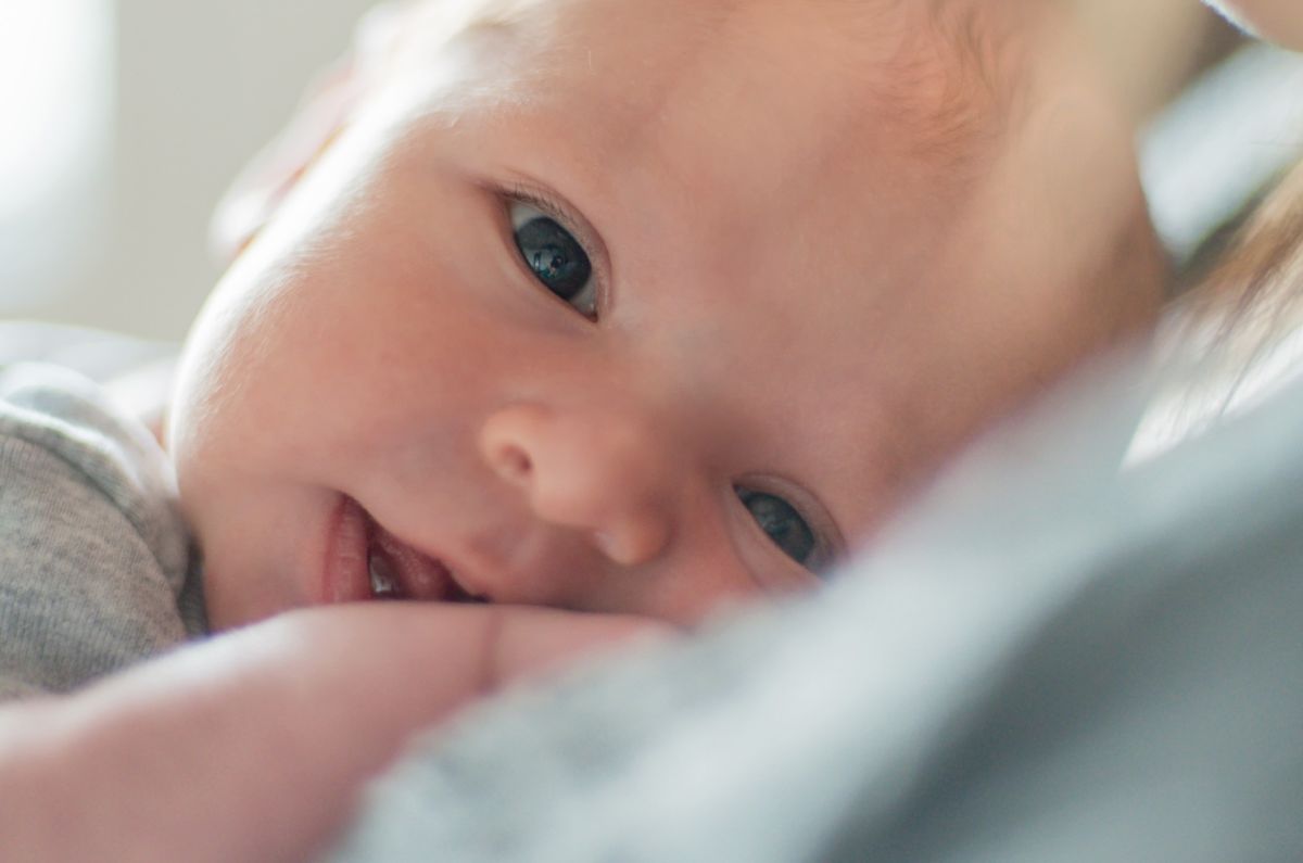 Close up of a small babys face
