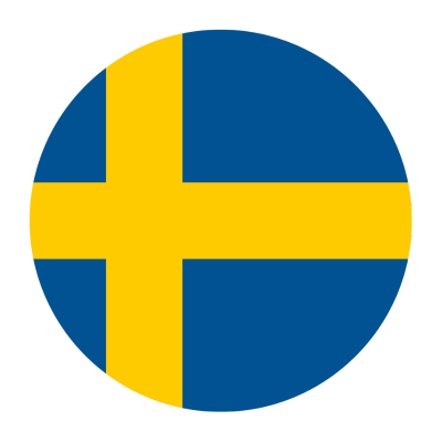 Rund illustrasjon av det svenske flagget.