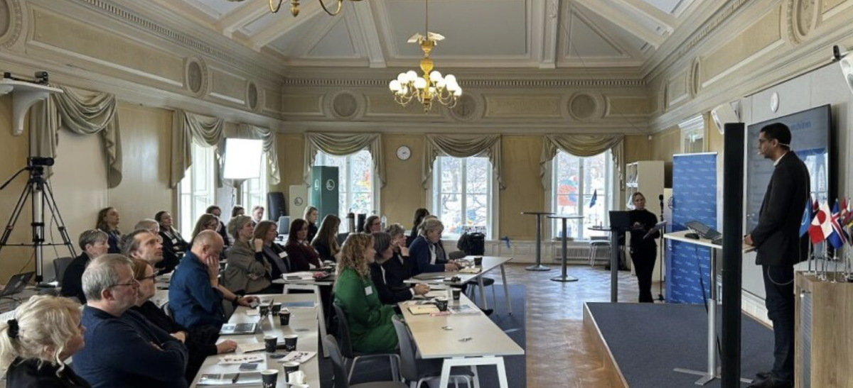 Audience and speaker at the launching event in Stockholm